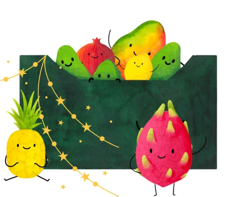 Mix hroznů, citronů, granátových jablek a mandarinek